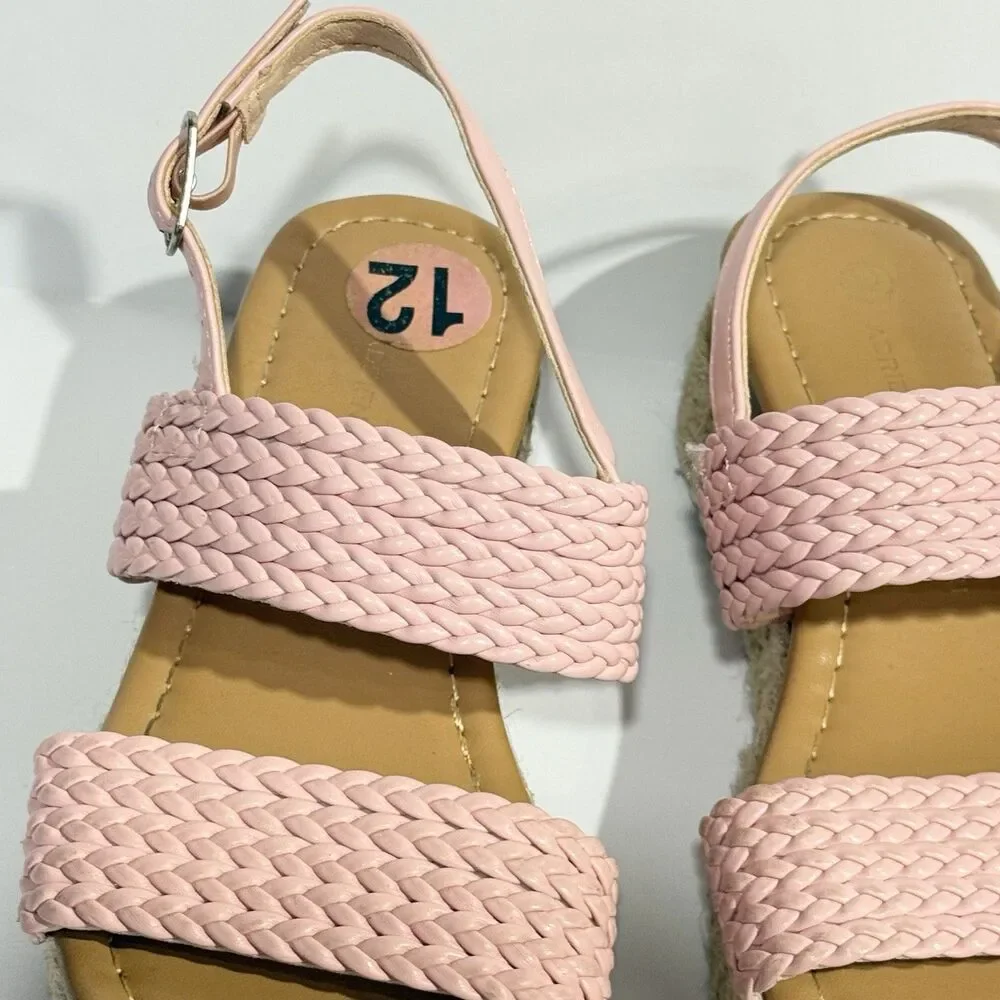 Adrienne Vittadin Girls Pink Braided Wedge Sandals Size 12 Little Kid Espadrille